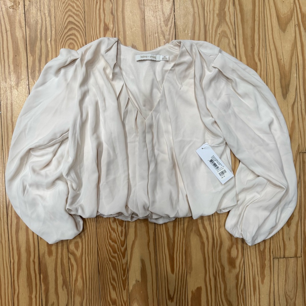 bishop + young Cream V-Neck Blouse